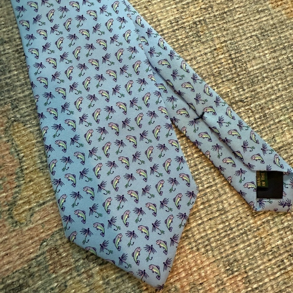 Bird Dog Bay Men’s NEW Gone Fishing Tie - Blue - Picture 4 of 7